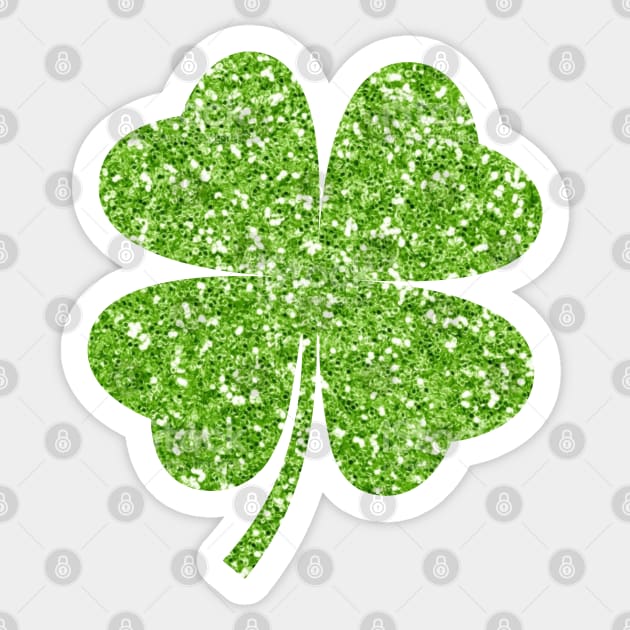 St Patricks Day, Green Faux Glitter 4 Leaf Clover Sticker by Felicity-K